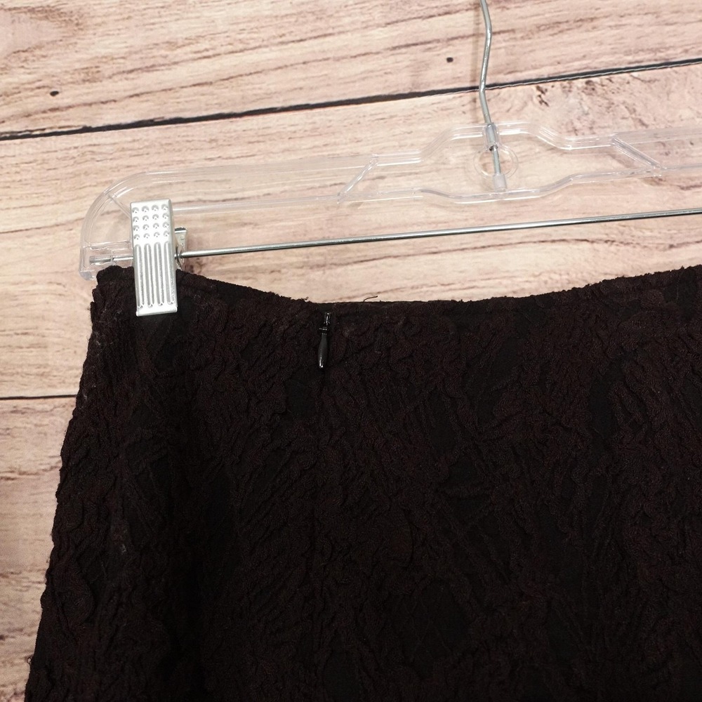 Rickie Freeman Teri Jon Skirt Suit Womens 8 Brown Lace 2 Piece Ruffle Trim - Picture 9 of 13